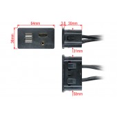 HDMI + 2x USB + JACK гнездо с кабел