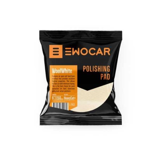 Полираща подложка Ewocar WoolWhite Aggressive Wool Pad 85/75 mm