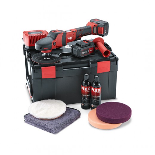 Акумулаторна ротационна полираща машина в комплект FLEX PE 150 18.0-EC/5.0 P-Set