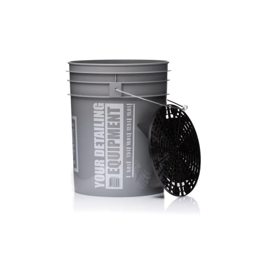 Детайлираща кофа с решетка Work Stuff Detailing Bucket Grey Wheels + Separator Black