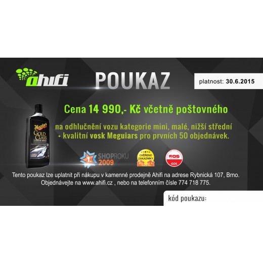 ваучер за шумоизолация на автомобил - 14990 CZK