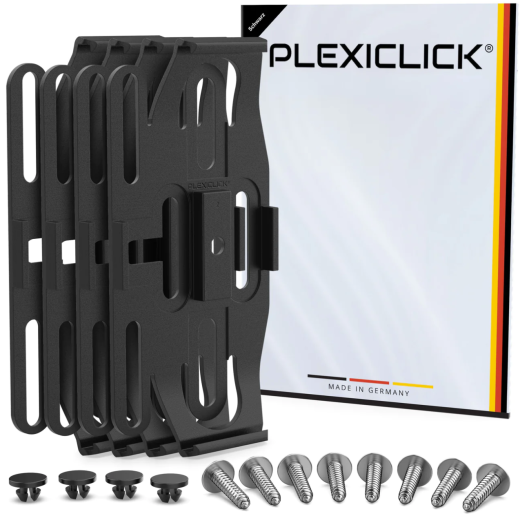 Черен държач за регистрационен номер Plexiclick V1 Black (110 mm)